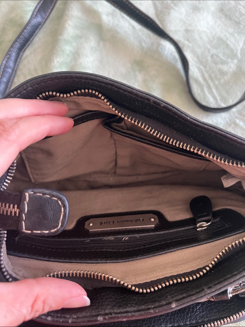 Coldwater Creek Black Leather Crossbody with Contrast Stitching - Picture 6 of 6